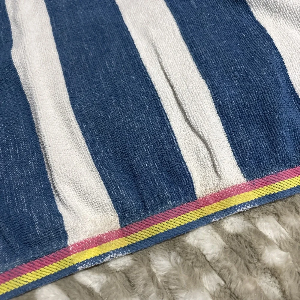 Vintage Franco Beach Towel Rainbow Edge Stripes Colorful